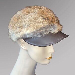 v i n t a g e :: Fur Leather Newsboy Hat Baseball Cap